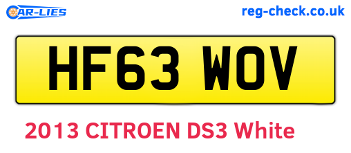 HF63WOV are the vehicle registration plates.