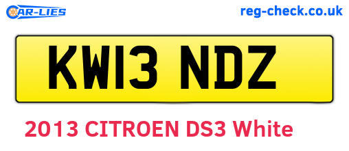 KW13NDZ are the vehicle registration plates.