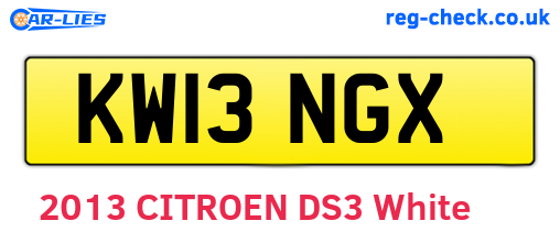 KW13NGX are the vehicle registration plates.