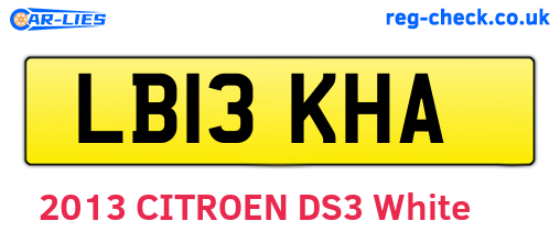LB13KHA are the vehicle registration plates.
