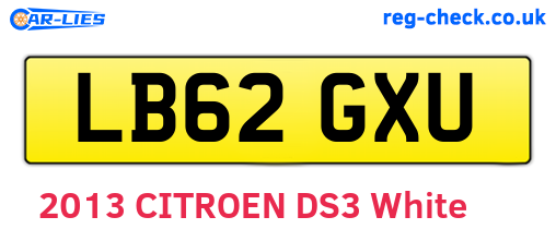 LB62GXU are the vehicle registration plates.