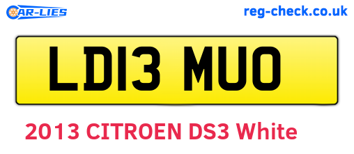 LD13MUO are the vehicle registration plates.