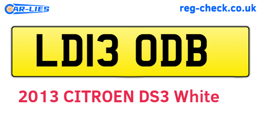 LD13ODB are the vehicle registration plates.