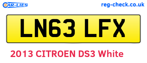 LN63LFX are the vehicle registration plates.