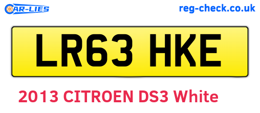 LR63HKE are the vehicle registration plates.