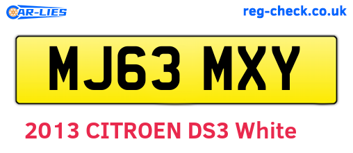 MJ63MXY are the vehicle registration plates.