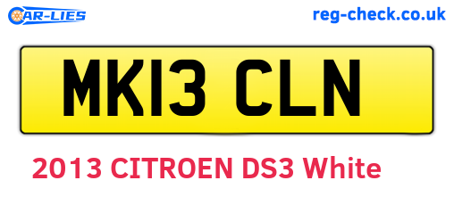 MK13CLN are the vehicle registration plates.