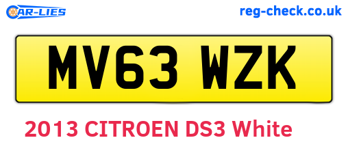 MV63WZK are the vehicle registration plates.