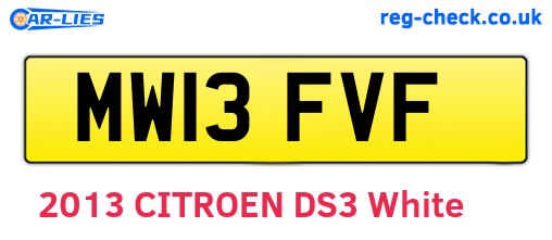 MW13FVF are the vehicle registration plates.