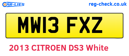MW13FXZ are the vehicle registration plates.