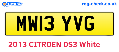 MW13YVG are the vehicle registration plates.