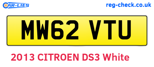 MW62VTU are the vehicle registration plates.