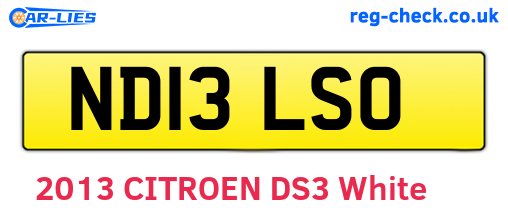 ND13LSO are the vehicle registration plates.