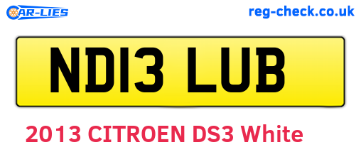 ND13LUB are the vehicle registration plates.