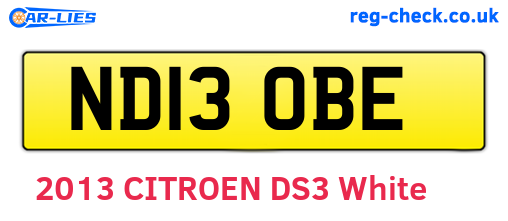 ND13OBE are the vehicle registration plates.