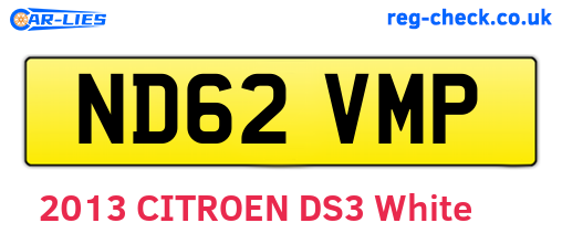 ND62VMP are the vehicle registration plates.