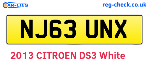 NJ63UNX are the vehicle registration plates.