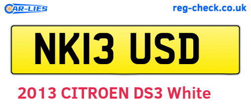NK13USD are the vehicle registration plates.