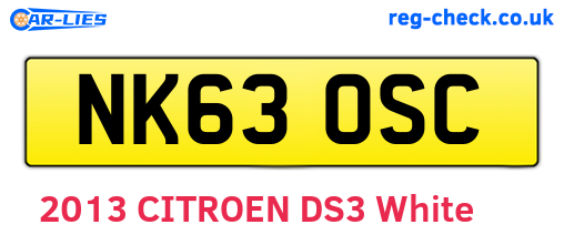 NK63OSC are the vehicle registration plates.