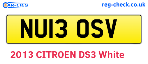 NU13OSV are the vehicle registration plates.