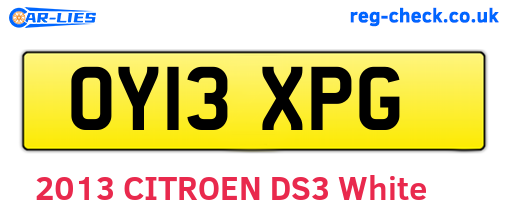 OY13XPG are the vehicle registration plates.