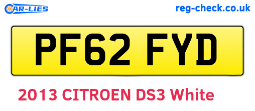 PF62FYD are the vehicle registration plates.