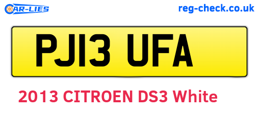 PJ13UFA are the vehicle registration plates.