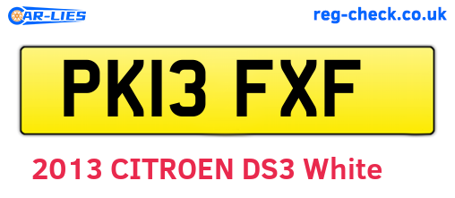 PK13FXF are the vehicle registration plates.