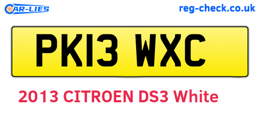 PK13WXC are the vehicle registration plates.