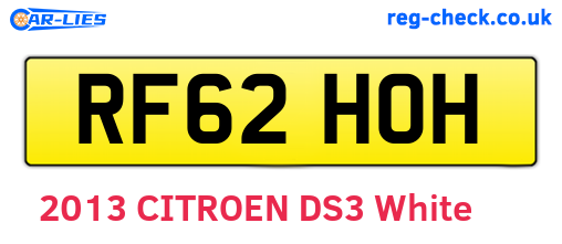 RF62HOH are the vehicle registration plates.