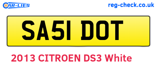 SA51DOT are the vehicle registration plates.