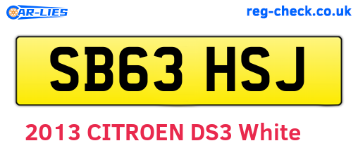 SB63HSJ are the vehicle registration plates.