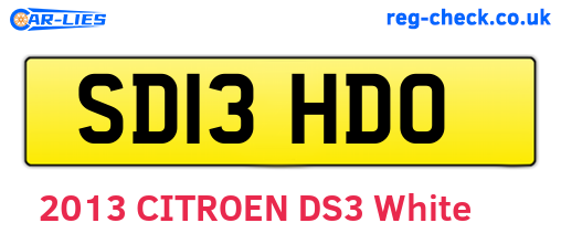 SD13HDO are the vehicle registration plates.