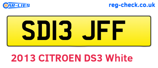 SD13JFF are the vehicle registration plates.