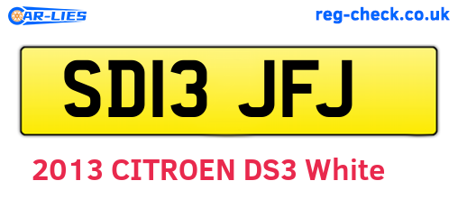 SD13JFJ are the vehicle registration plates.
