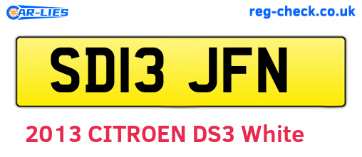 SD13JFN are the vehicle registration plates.