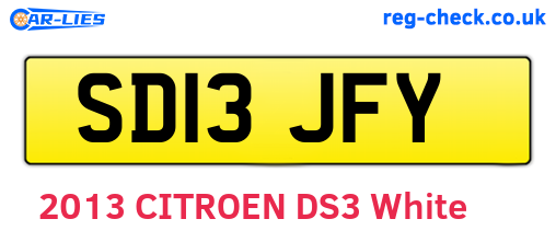 SD13JFY are the vehicle registration plates.