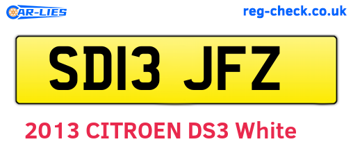 SD13JFZ are the vehicle registration plates.