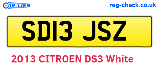 SD13JSZ are the vehicle registration plates.