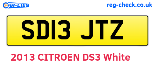 SD13JTZ are the vehicle registration plates.