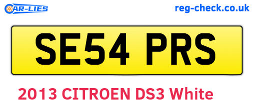 SE54PRS are the vehicle registration plates.