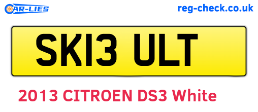 SK13ULT are the vehicle registration plates.