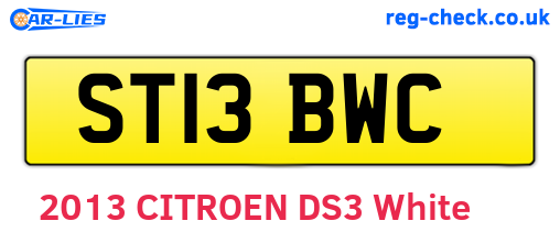 ST13BWC are the vehicle registration plates.