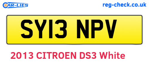 SY13NPV are the vehicle registration plates.
