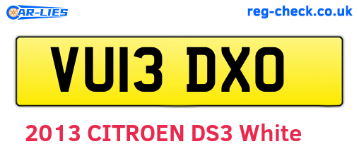 VU13DXO are the vehicle registration plates.