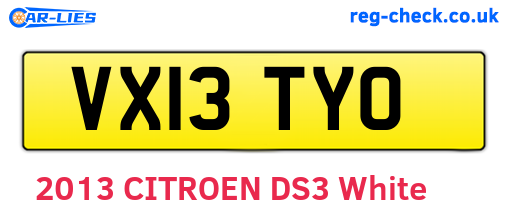 VX13TYO are the vehicle registration plates.