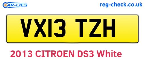 VX13TZH are the vehicle registration plates.
