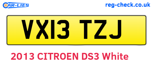 VX13TZJ are the vehicle registration plates.