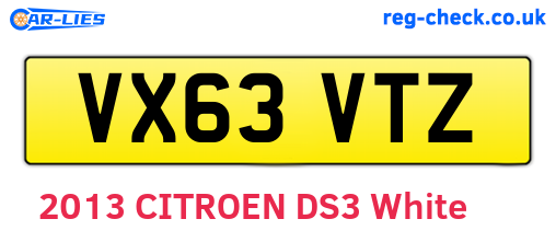 VX63VTZ are the vehicle registration plates.