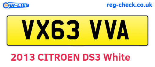 VX63VVA are the vehicle registration plates.